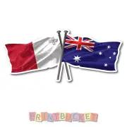 Malta & Aussie Flags sticker 180mm quality water & fade proof vinyl