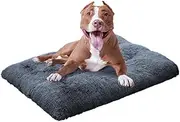 Soft Dog Bed for Large Dogs and Medium Dogs, Plush Dog Cushion, Thick Dog Mats with Non-Slip Underside, Fluffy Pet Bed, Washable and Anti-Stress (Dark Grey Blue, 68 x 100 cm)