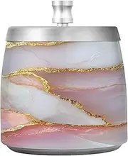 Marble Blush White Stainless Steel Ashtray with Lid for Home Indoor Car Office, Cute Smokeless Outdoor Tabletop Ashtray or Home Garden Decor