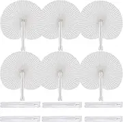 Bestage 60 Pack Folding Handheld Fans Paper White Wedding Round Shaped Accordion Fans Assortment with Plastic Handle for Birthday Party Favors Kids Supplies(Round)