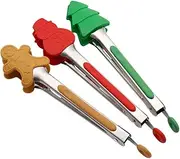 Christmas Mini Tongs 3pcs Christmas Silicone Tongs for Cooking Locking Grilling Locking Food Tongs Kitchen Tong Heat Resistant Tip Grip for Meat Nonstick Pans BBQ