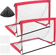Swpeet 15Pcs 4x3 FT Soccer Goals Mini Goals with Carry Bag, L-Shaped Connection, Fiberglass Rod and Ground Peg, Practice Soccer Net Soccer Training Equipment for Backyard Outdoor Sports Games