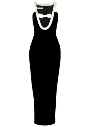 Alessandra Rich Bow-embellished Velvet Maxi Dress - Black - 44 (UK12 / M) 44 (UK12 / M)