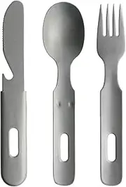[Nagao] Tsubamesanjo Camping Outdoor Cutlery Set, 3 Pieces, Knife, Spoon, Fork, Aged, Made in Japan
