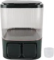 Airtight Rice Storage Container with Triple Seal Lid, Thickened Plastic Grain Bin for Flour Pasta Cereals, Space Saving Kitchen Organizer with Pour Spout (Light Luxury Green)
