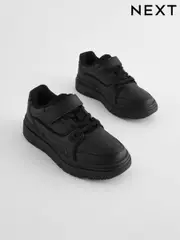 Black 1 Strap Elastic Lace School Shoes (143452) | $55 - $70