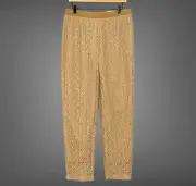 Chicos Women Pants .5 XS Arabian Camel Pull On Lace Ankle Beachy Resort Wear NWT