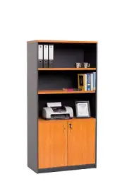 Half Door Stationery Cupboard Storage With Open Bookcase - Cherry 1800