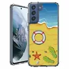 For Samsung Galaxy S20 S21 S23 S24 FE 5g TPU Case+Glass(Beach Day)