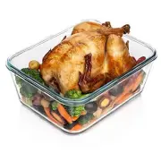 14 Cup/ 112 oz LARGE Glass Food Storage Container with Locking 3300ML Clear Lid
