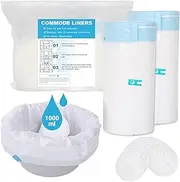 Commode Liners with Absorbent Pad, 80 Pack Commode Bags Portable Toilet Bags Disposable Waste Bags Universal Fit for Adult Commode Toilet Chair (40Bags + 40Pads)