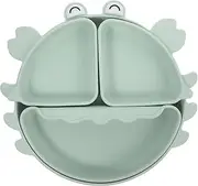 Cabilock Silicone Crab Dinner Plate Set for Boys and Girls Easy to Clean Multi-Compartment Toddler Lunch Tray