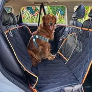 Dog Car Seat Cover for Back Seat, Waterproof Dog Seat Cover Pet Car Cover with Mesh Window, Nonslip Backseat Hammock Car Seat Protector with Dog Seatbelt for Cars, Trucks, SUVs,137 * 147cm