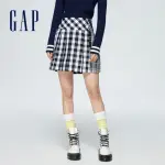 【GAP】女裝 LOGO百褶短裙-黑白格子(888425)