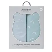 2PK Bubba Blue 40x80cm Nordic Bassinet Jersey Fitted Sheet 0-12m Dusty Sky/Mint