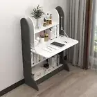 Pmnianhua Fold Down Desk,Wall Mounted Drop Leaf Table, Gray-white-fold