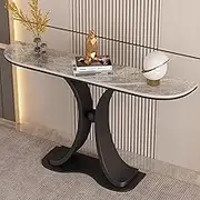 LYXWGRZD Console Table, Narrow Sofa Table, Entryway Table with Curved Metal Frames, Behind Couch Table for Living Room, Entrance, Easy Assembly, Accent Table Hallway Table Foyer Table(Black B,120cm/47