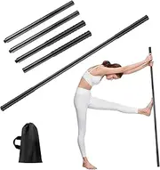 Adjustable 5ft Yoga Stick, Steel Stretching Stick for Mobility, Flexibility and Balance, Versatile Exercise Stick with Rubber Handles for Office, Home or Fitness (Blcak)