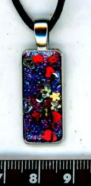 silver Rainbow Pendant on leather cord, handmade bright sparkling color Necklace