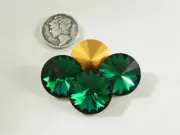Emerald Gold Foiled (12mm, 14mm or 18mm) Swarovski 1122 Rivoli Stones