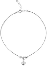 [Tongari] 925 Pure Silver Anklet With Black Crystal & Silver Beads For Women Single piece Design-14, Free, Sterling Silver, no gemstone