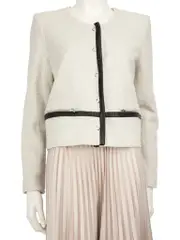 Ecru Tweed Collarless Jacket