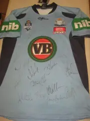 NSW STATE OF ORIGIN TEAM HAND SIGNED JERSEY UNFRAMED + PHOTO PROOF + C.O.A