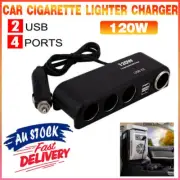 4 Way 12V 24V Multi Socket Car Cigarette Lighter Splitter USB Charger Adapter