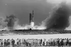The Apollo 11 mission gets underway 9 32 A M EDT Saturn V rocket c- Old Photo