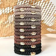Tanha 15Pcs Hair Ties for Women, Hair Elastics for Thick Hair, Strong Stretchy Ponytail Holders, No Slip No Damage No Crease Hair Bands-Brown