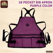 Graintex CA2369 Bib Apron 16 Pocket Purple Color Rip-Stop Canvas One Size