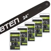 8TEN Chainsaw Guide Bar & 5 Chain For Stihl 3003 000 8830 24 Inch .050 .375 84DL
