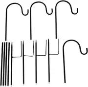 Binxind 4 Pcs Adjustable Shepherd Crook Hooks,Festoon Pole with Base,Garden Border Hook for String Lights,Flower Ball,Plant