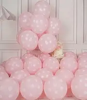 50PCS Polka Dot Balloons 12 Inch Latex Helium Round Party Balloons Kit for Birthday Party Decorations (Pink)