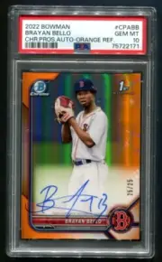 2022 Bowman Chrome Brayan Bello 1ST Orange Refractor 25/25 PSA 10 GEM MINT