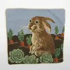 WOOLEN NEEDLEPOINT RABBIT CABBAGE PATCH DECORATIVE PILLOW COVER CASE NWT