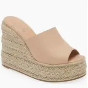 Christian Louboutin Ariella Platform Wedge Espadrille Slide in Beige 41, 11 US