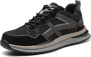[BIAJIAZHUA] Steel Toe Boots for Men Anti-Puncture Anti-Smash Anti-Colision Anti-Stress, Safety Shoes for Women Slip Resistant, Steel Toe Shoes Comfortable Lightweight Breathable(Black,10.5)