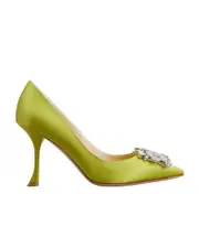 RV Bouquet Strass Buckle Pumps in Satin 36,38.5,38,39 Green