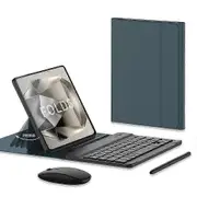 for Samsung Galaxy Z Fold 6 5 4 Keyboard and Mouse, Portable Magnetic Bluetooth Keyboard with Leather Case and Capacitive Pen Green
