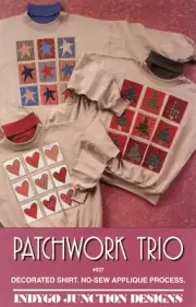 Indygo Junction PATCHWORK TRIO No-Sew Appliques PATTERN Hearts, Stars, Trees