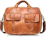 [HAMKVBPR] Mens Briefcase Men Laptop Shoulder Leather Messenger Bag Computer Briefcase Notebook Vintage Satchel Messenger Bag for Work Business