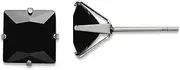 [JewelryWeb] Stainless Steel Polished Black Square CZ Simulated Diamond Stud Post Earrings-Stud Earring for Women in