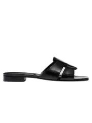 Emme Parsons | Leo Sandal in Black Calfskin | The UNDONE