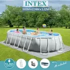 Intex Swimming Pool Large Above Ground Oval Frame w/ Filter Pump Ladder Cover