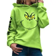 Christmas The Grinch Print Women Hoodie Sweatshirt Casual Long Sleeve Hooded Pullover Jumper Tops S