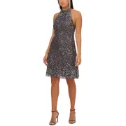 Aidan by Aidan Mattox Womens Beaded Halter Swing Fit & Flare Dress BHFO 8784