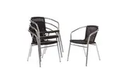 Bolero Black Wicker Chair with Aluminium Frame (Pack 4) - Cafe Chairs (U507) - U507