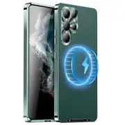 For Samsung Galaxy S22 Ultra 5G Magnetic Case Texture Leather Camera Protection Phone Cover