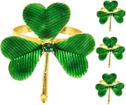 Gatuida 4pcs Shamrock Napkin Rings Napkin Holds Valentines Napkin Rings St Patrick's Day Earrings Home Decor Shamrock Napkin Clasp Patrick's Day Tableware Metal Green
